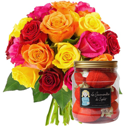 20 ROSES MIX + BONBONS FRAISES 20 ROSES MIX + BONBONS FRAISES