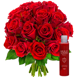 20 ROSES + HUILE DE MASSAGE