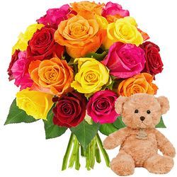 20 ROSES + OURSON 15CM 20 ROSES + OURSON 15CM