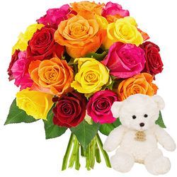 20 ROSES + OURSON 15CM 20 ROSES + OURSON 15CM