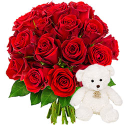 20 ROSES + OURSON 15CM 20 ROSES + OURSON 15CM