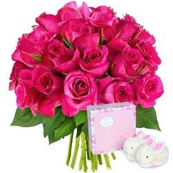 30 ROSES + COFFRET NAISSANCE 30 ROSES + COFFRET NAISSANCE