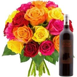 20 ROSES + VIN ROUGE 75CL 20 ROSES + VIN ROUGE 75CL