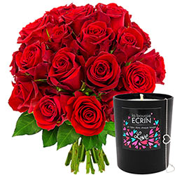 20 ROSES + BOUGIE-BIJOU 20 ROSES + BOUGIE-BIJOU