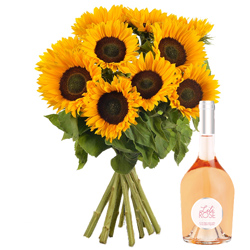 BOUQUET DE TOURNESOLS + VIN ROSE LILI ROSE BOUQUET DE TOURNESOLS + VIN ROSE LILI ROSE
