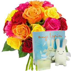 20 ROSES MIX + COFFRET LAPIN 20 ROSES MIX + COFFRET LAPIN