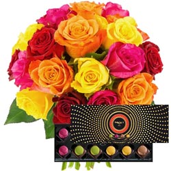 20 ROSES + COFFRET MACARON 20 ROSES + COFFRET MACARON