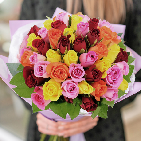 Bouquet de roses BOUQUET DE 50 ROSES MULTICOLORES